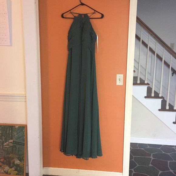 Peacock A-Line Pleated Chiffon Floor-Length Dress - Picture 2 of 2